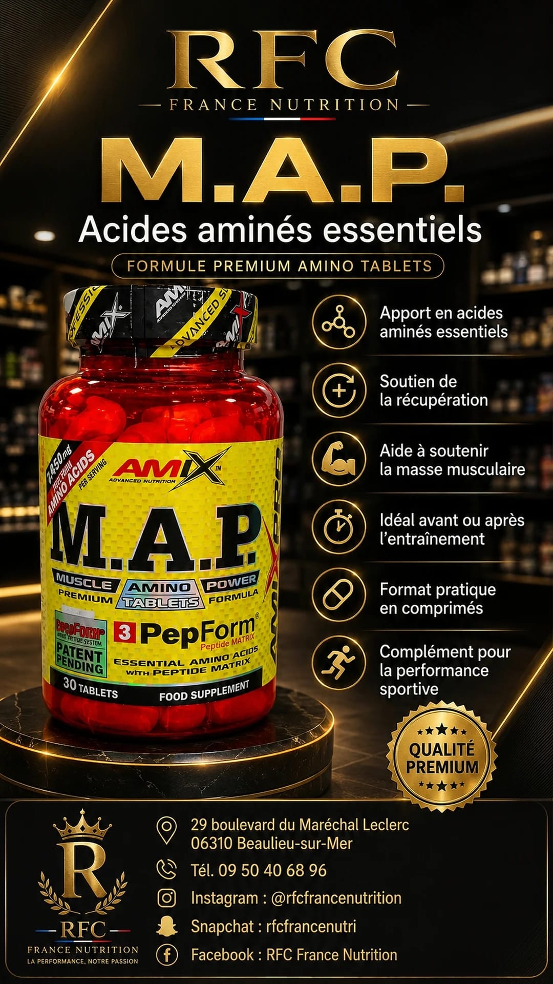 Amix M.A.P. Muscle Amino Power — acides aminés essentiels en comprimés premium