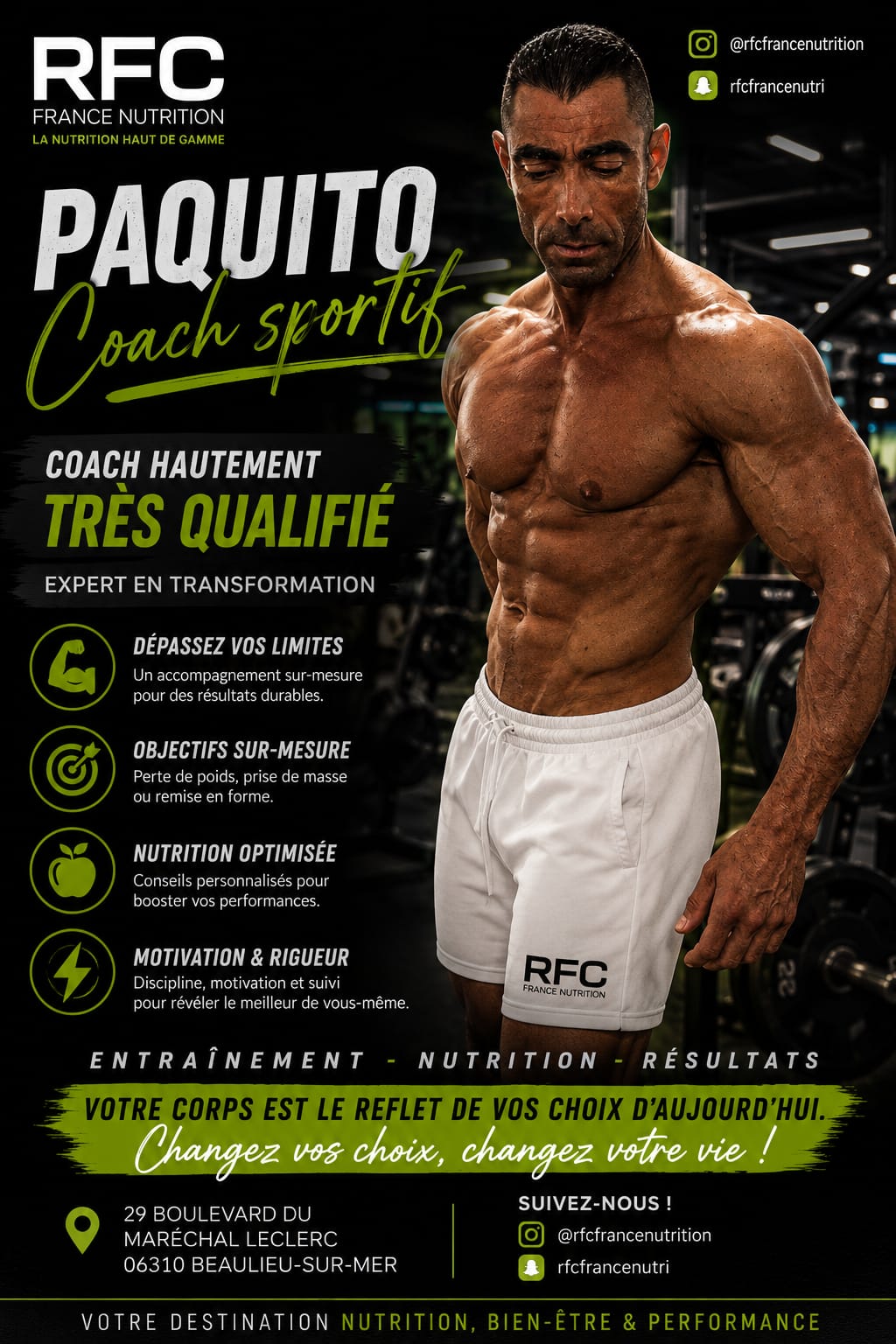 Paquito — coach sportif expert en transformation, en partenariat avec RFC France Nutrition
