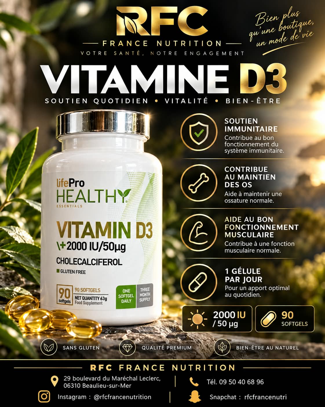 LifePro Healthy Vitamine D3 — soutien immunitaire, vitalité et bien-être osseux et musculaire, en sélection à la boutique RFC