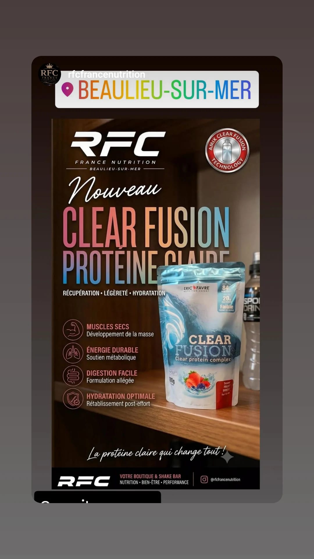 Eric Favre Clear Fusion — protéine claire en sélection
