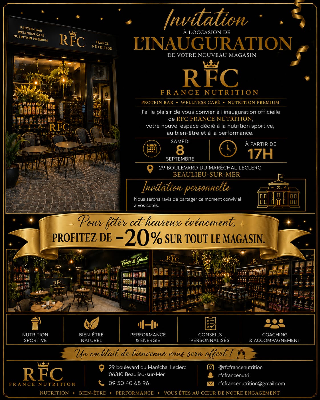 Invitation inauguration du magasin RFC France Nutrition