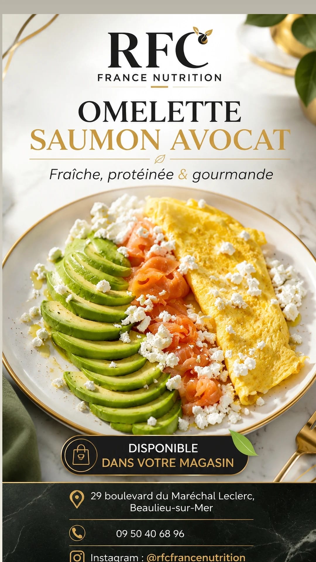 Omelette saumon avocat — fraîche, protéinée et gourmande, disponible en magasin