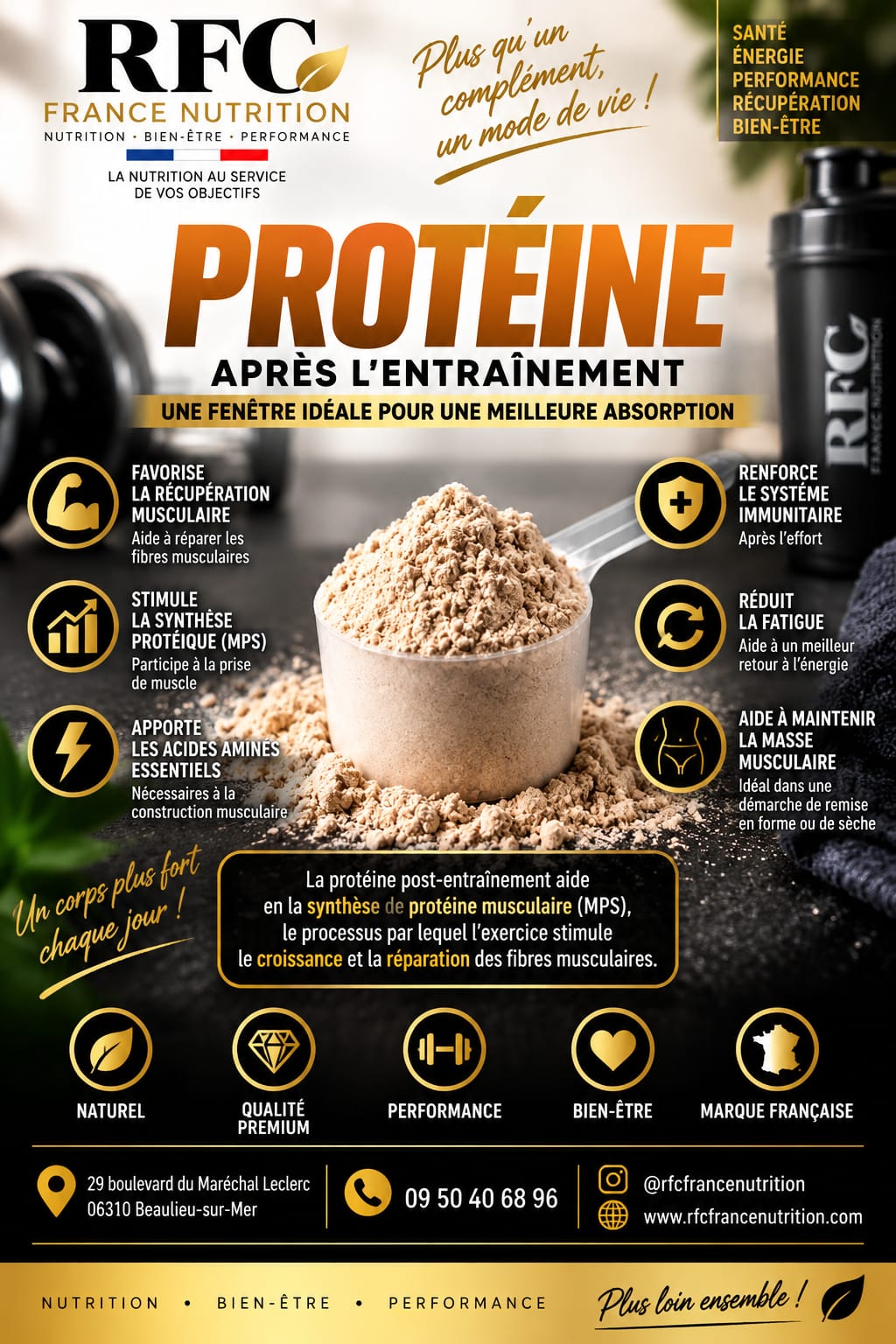 Protéine après l'entraînement — récupération musculaire et synthèse protéique optimale