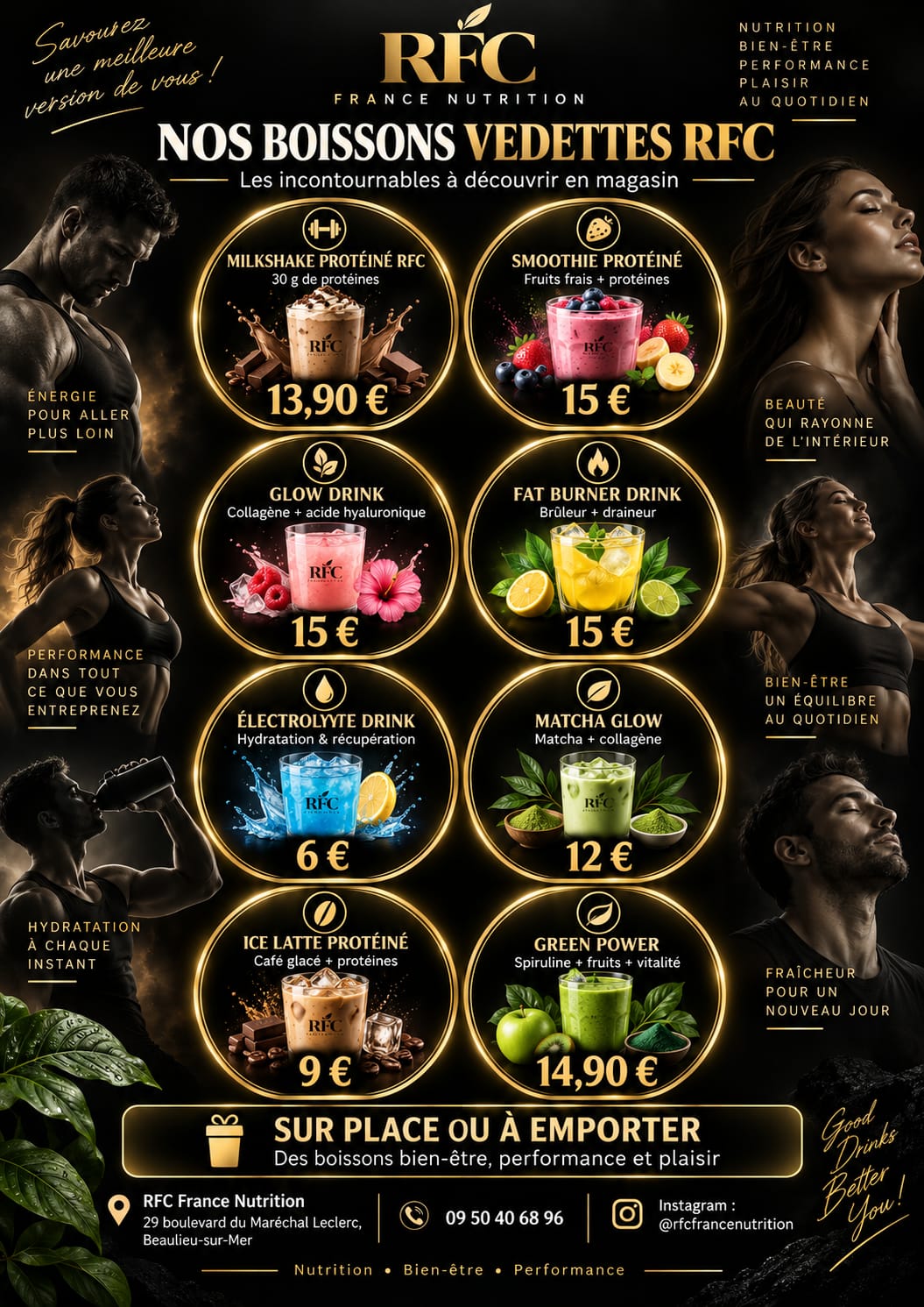 Nos boissons vedettes RFC — milkshakes, smoothies et boissons bien-être en magasin