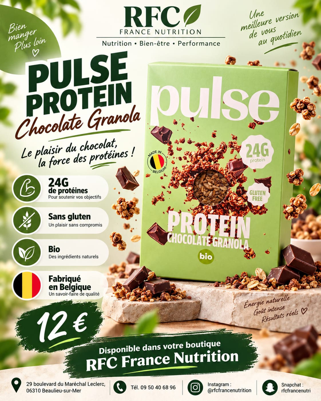 Pulse Protein Chocolate Granola — 24g de protéines, bio et sans gluten, en boutique RFC