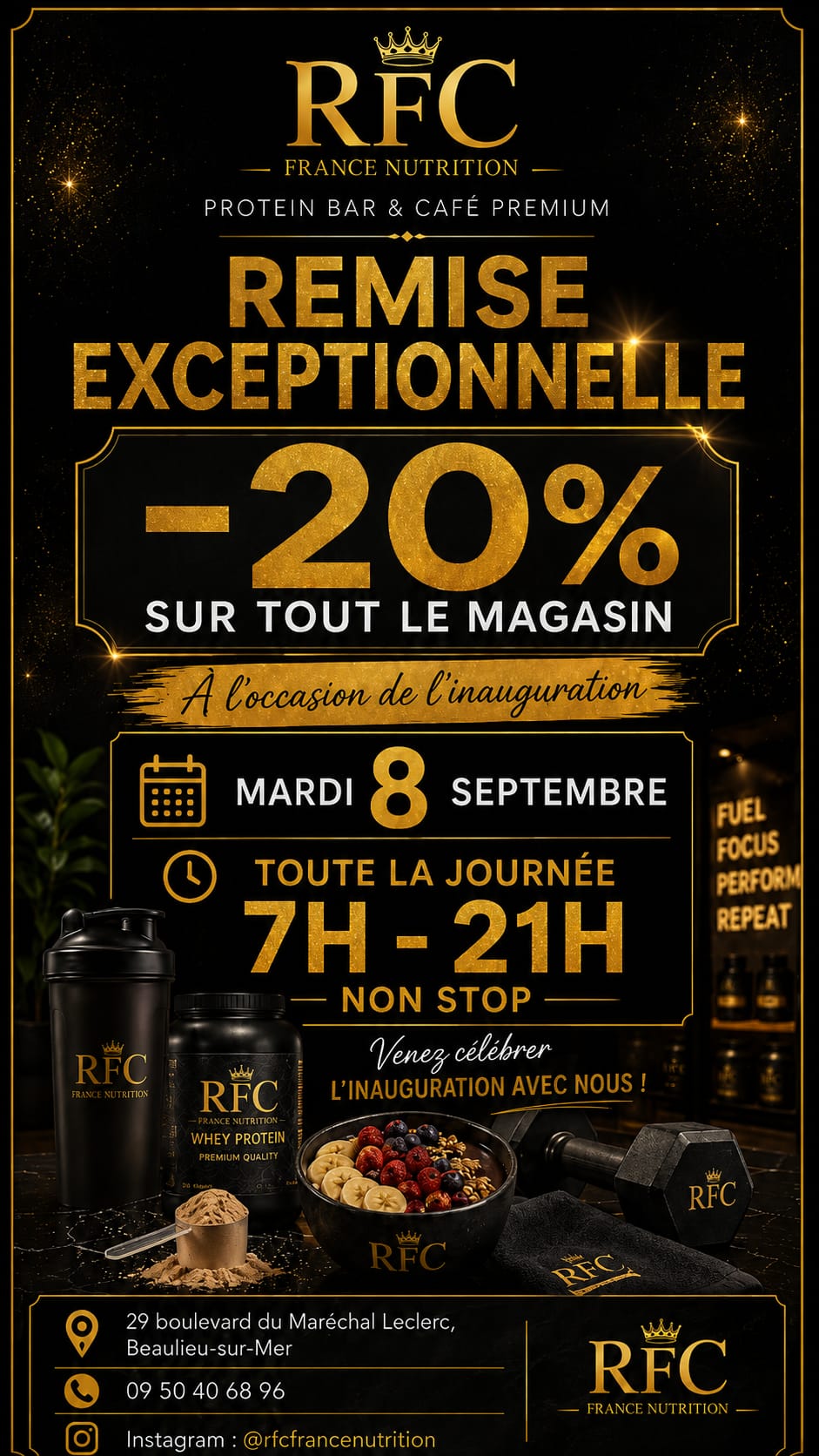 Remise exceptionnelle -20% sur tout le magasin — inauguration le 8 septembre