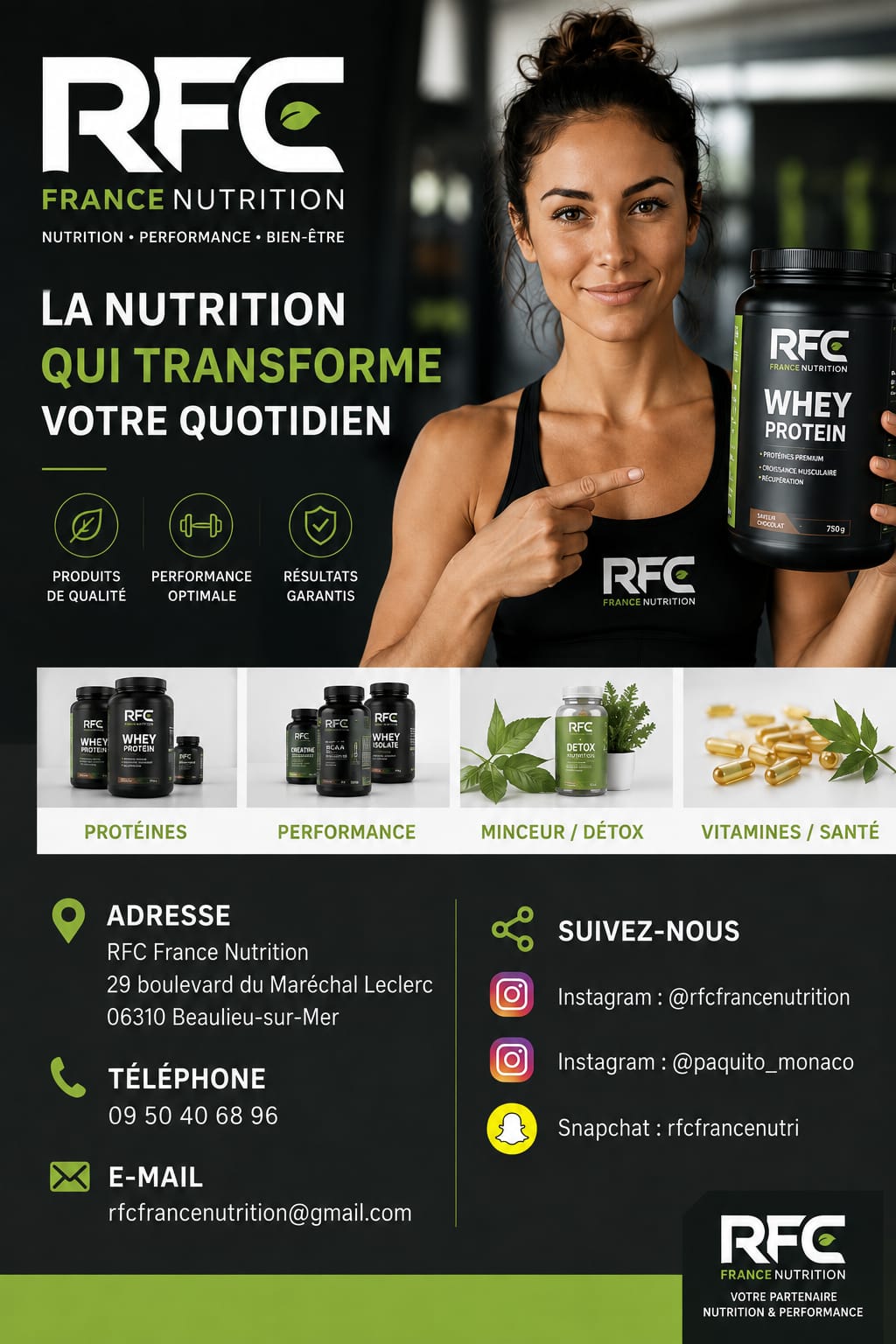 Gamme nutrition quotidienne disponible en boutique RFC France Nutrition