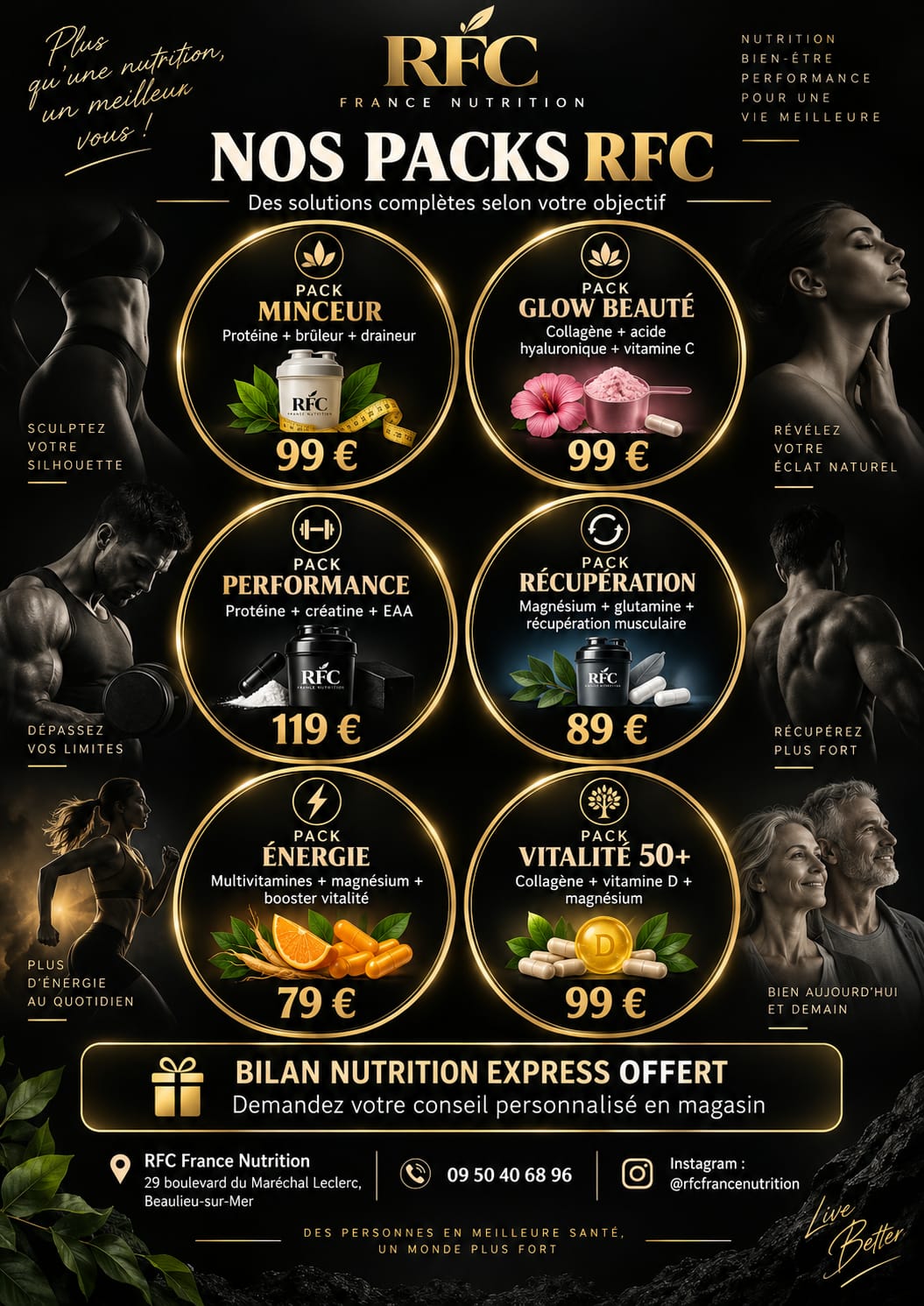 Nos Packs RFC — solutions complètes selon votre objectif, bilan nutrition offert
