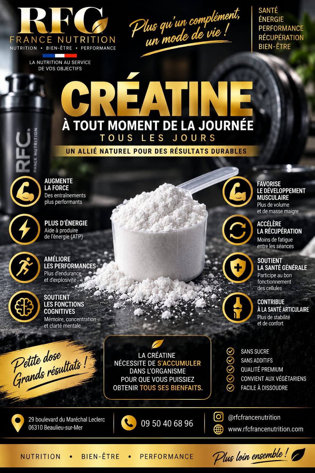Créatine — force, énergie et récupération, allié naturel pour des résultats durables