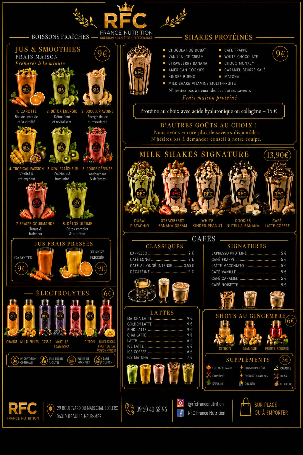 Carte du Shake Bar