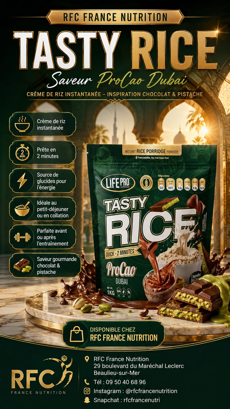 Life Pro Tasty Rice ProCao Dubai — crème de riz instantanée