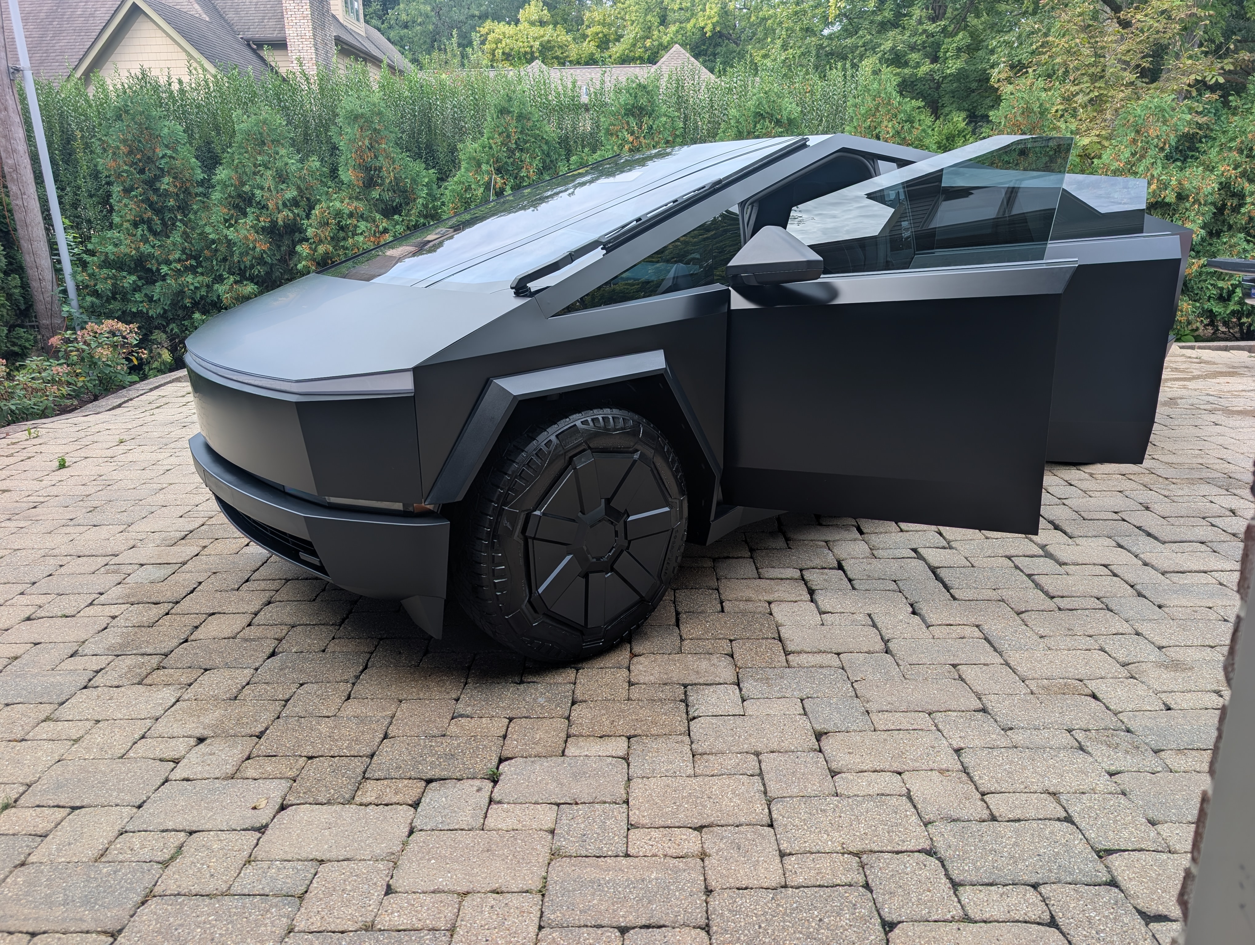 Matte black Tesla Cybertruck — full exterior detail