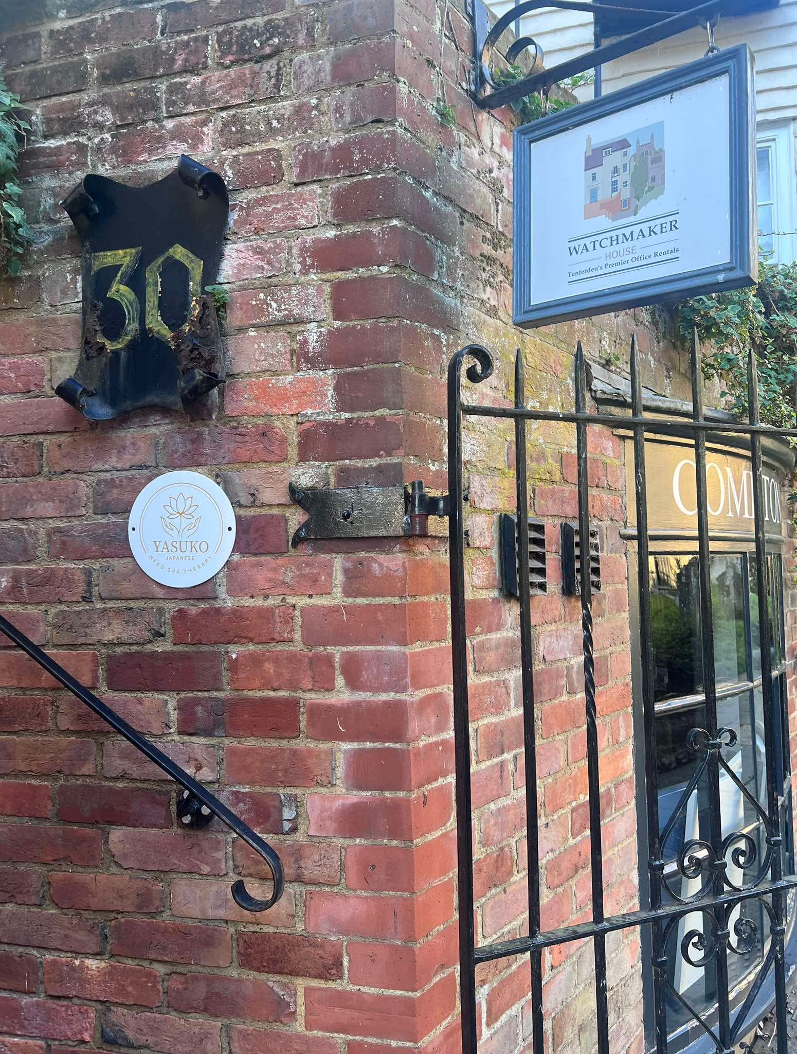 Yasuko Japanese Head Spa signage at Watchmakers House, Tenterden