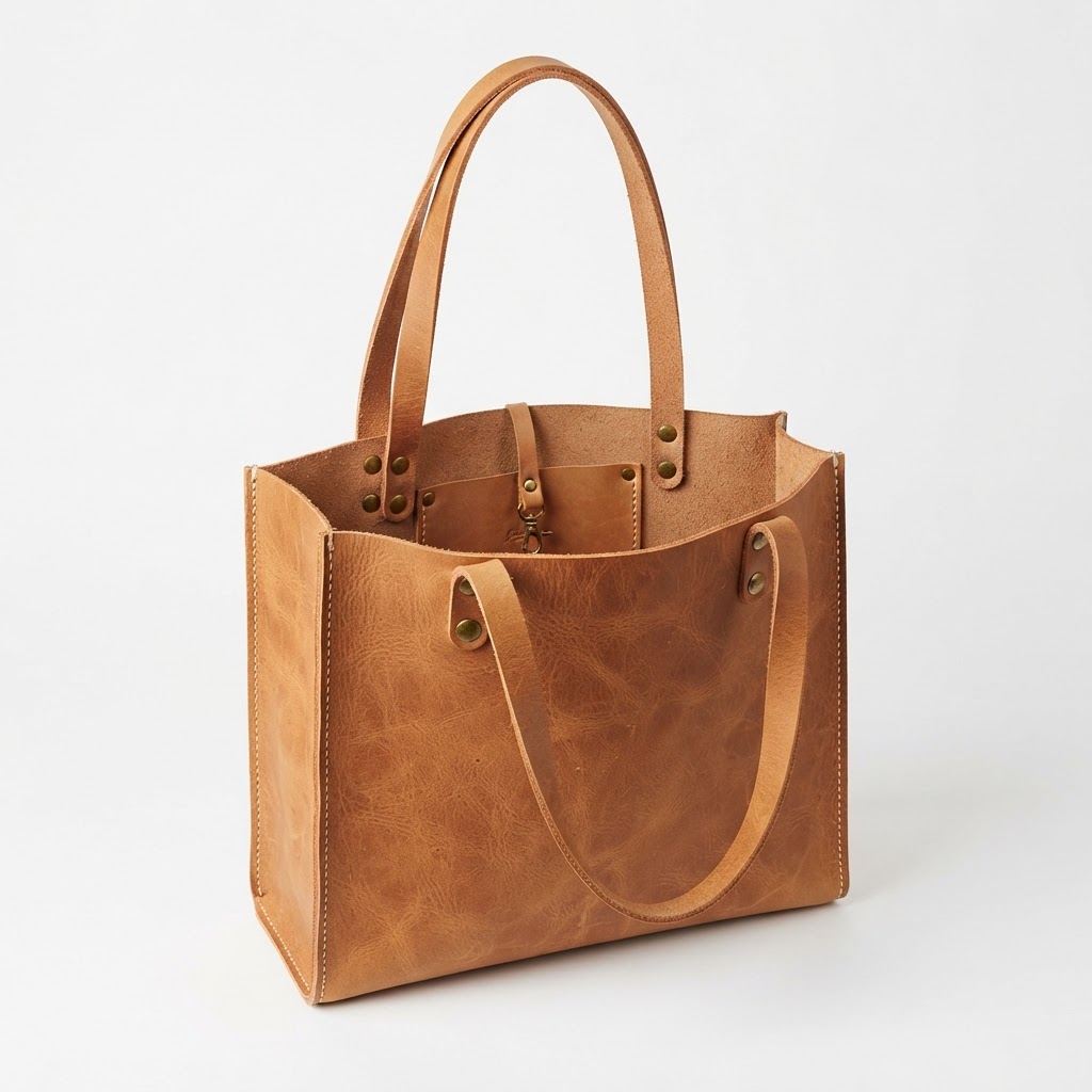 Full-Grain Leather Tote — Natural Tan