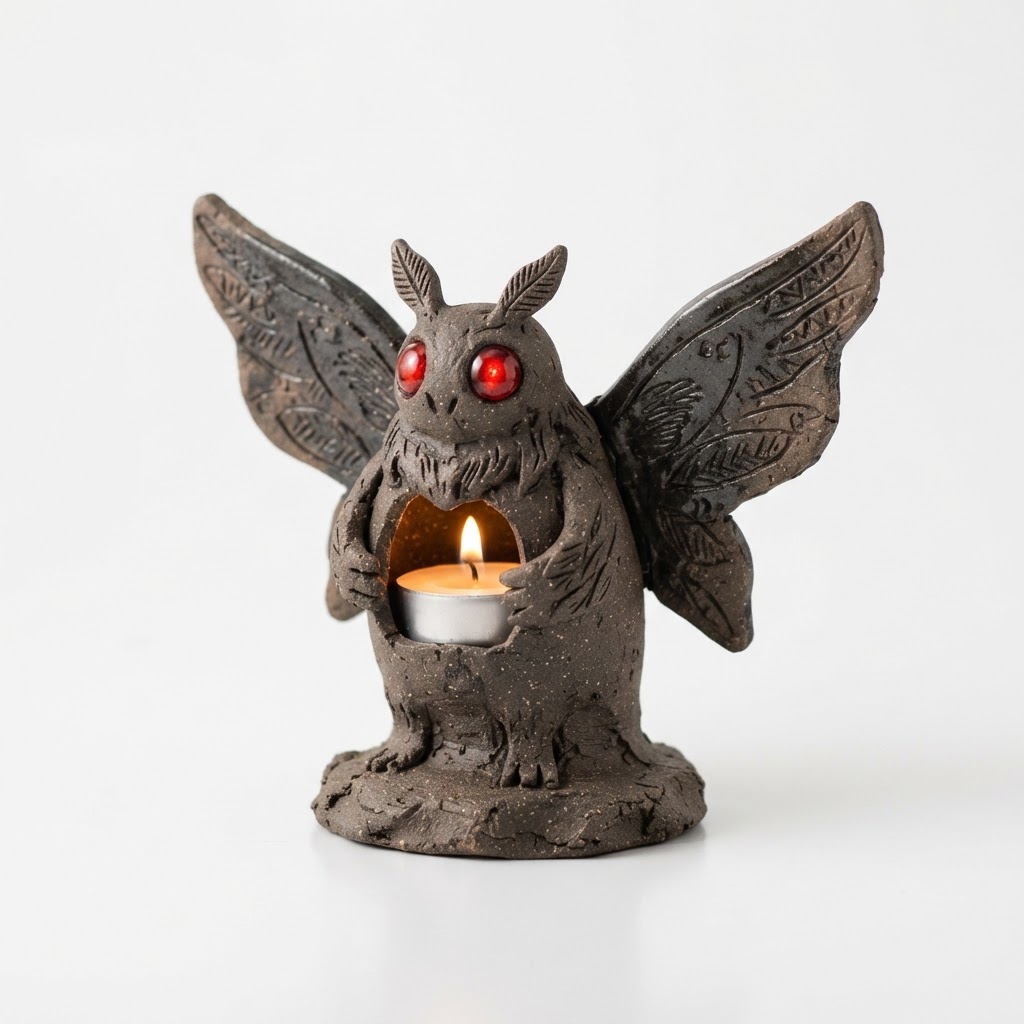 Cryptid Tea Light Holder — Mothman Edition