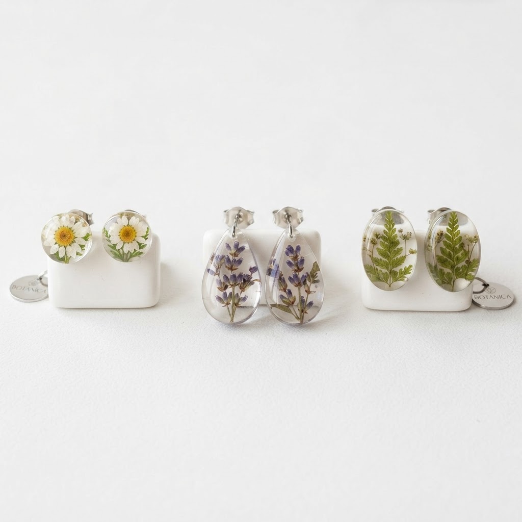 Pressed Flower Resin Earrings (Set of 3)