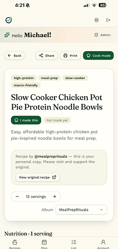 A recipe saved to Linkplate, cleaned up and credited.