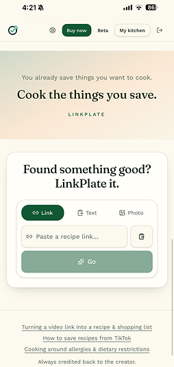 Paste a link. Get a recipe.