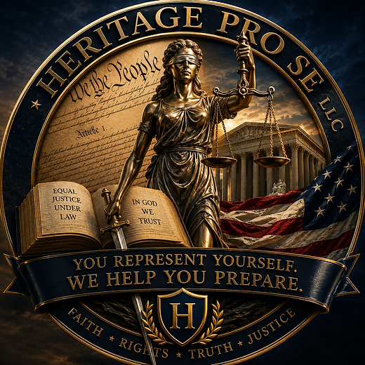 Heritage Pro Se Lady Justice emblem