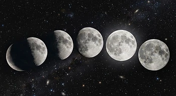 The Moon’s phases from crescent to full.