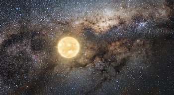 The Sun moving through the Milky Way galaxy.