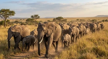 A herd of animals together in nature.