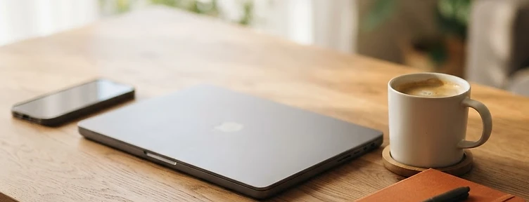 A clean modern desk setup for learning an online business