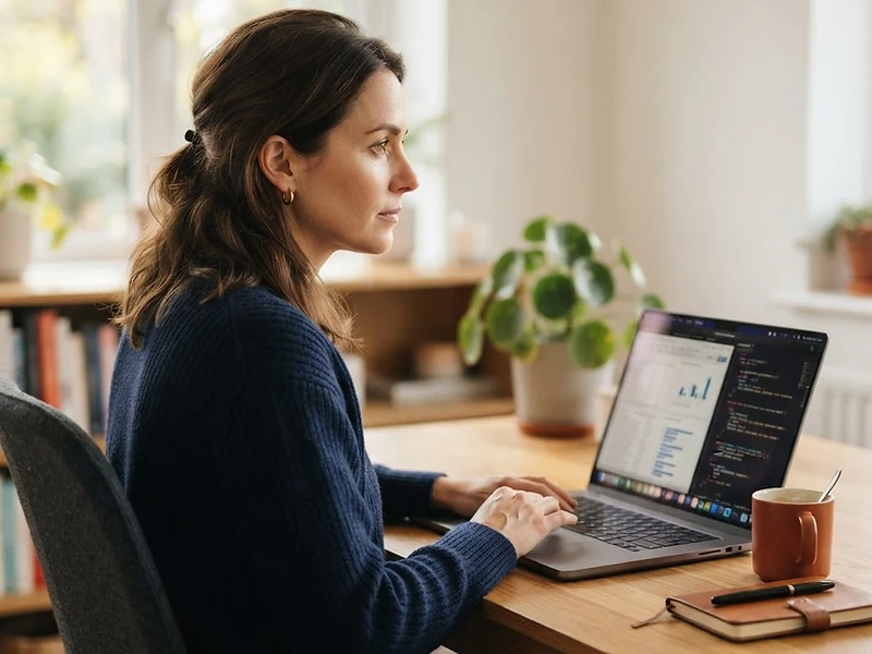 An aspiring entrepreneur reflecting on past online business and affiliate marketing programs at a quiet desk