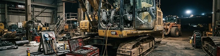 Mining Service Vehicle Air Conditioning HVAC service in a mining workshop