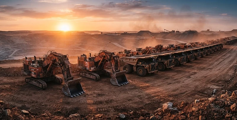 Mining equipment operating in the Tlhabane area