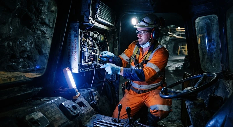 Mining equipment operating in the Marikana area