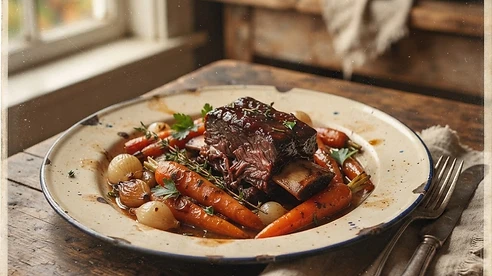 Braised Short Ribs in Red Wine — vintage autumn photograph