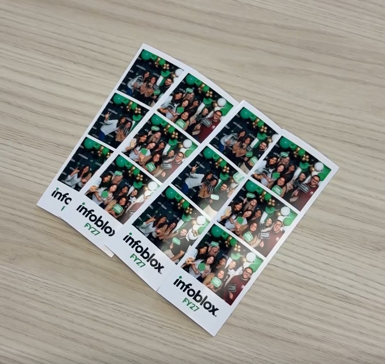 Branded Infoblox photo strips printed at a QuickPic corporate event