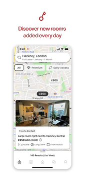 Friends of Friendz room search on a map of London