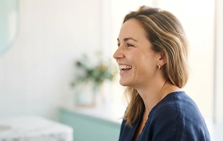 A confident patient smiling with relief