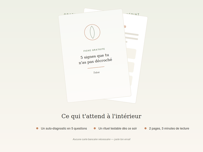 Aperçu de la fiche gratuite 5 signes que vous n'avez pas décroché