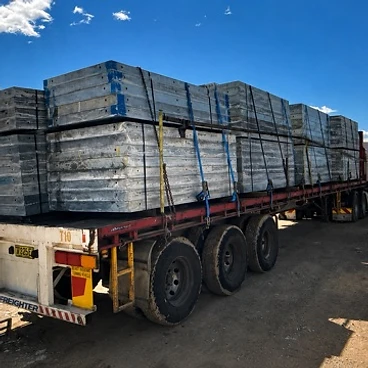 CD & Sons Transport freighter trailer loaded with formwork panels