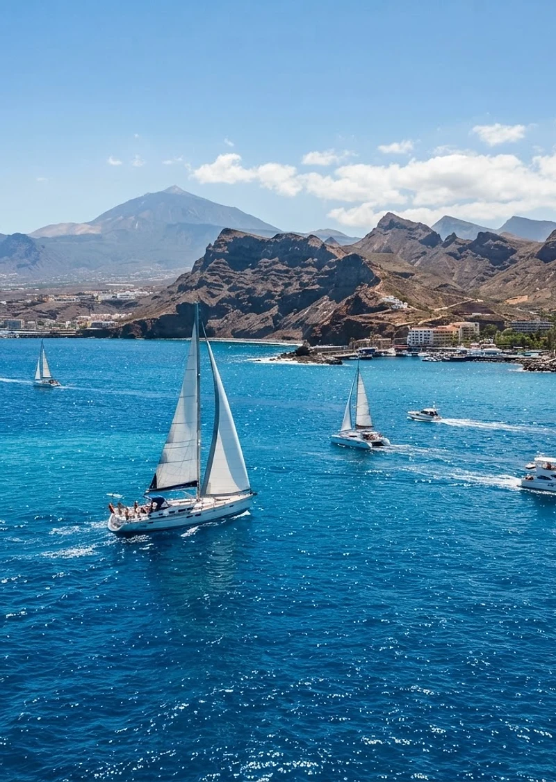 Barcos navegando en el Atlántico al sur de Tenerife