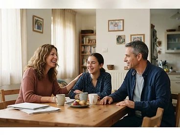 משפחת כהן — דמויות בדיוניות בתמונה שנוצרה ב-AI להמחשה