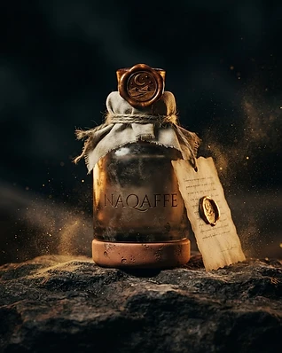 The Relic — the Naqaffe 10ml vessel with its mystical story card