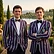 Striped sports poly blend classic-fit club blazer with embroidered crest for regattas & events — view 2