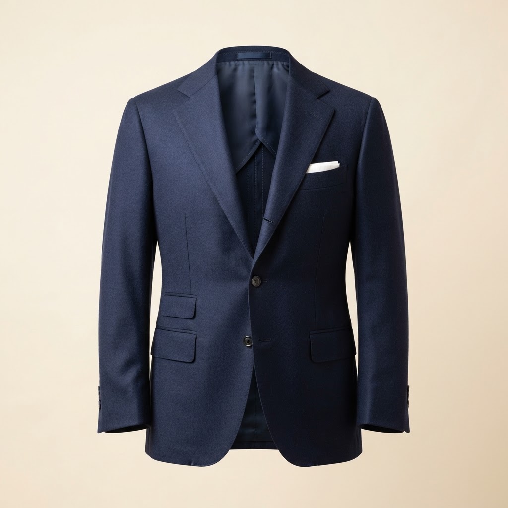 Custom club blazer preview — Navy body with gold piping