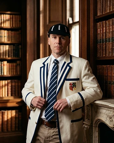 Braided sports poly blend tailored-fit club blazer with embroidered crest for formal club wear — view 3