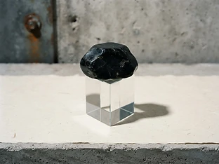 A heavy stone balanced on a glass prism — conceptual equilibrium