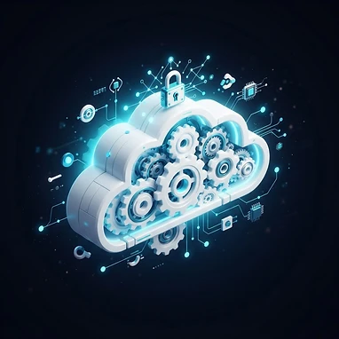 3D cloud and gear infographic