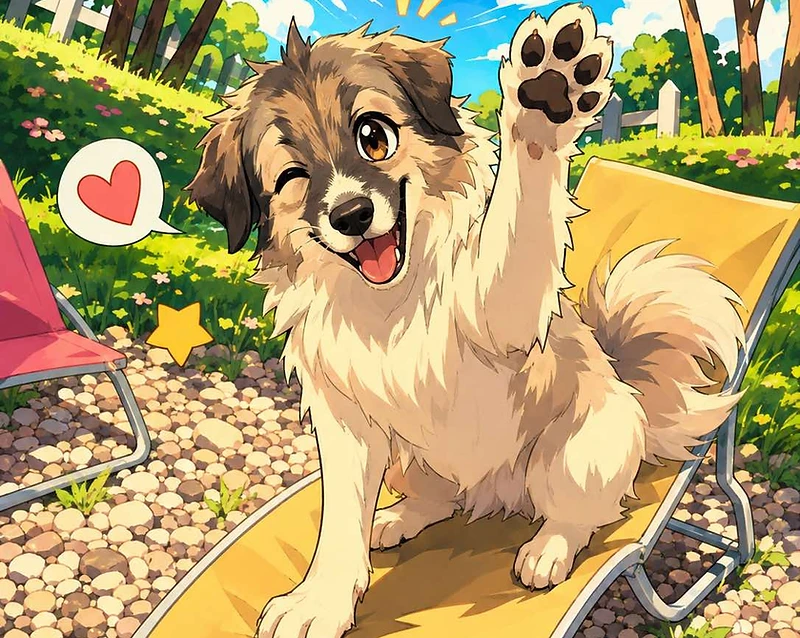 Happy dog on the lounge chair