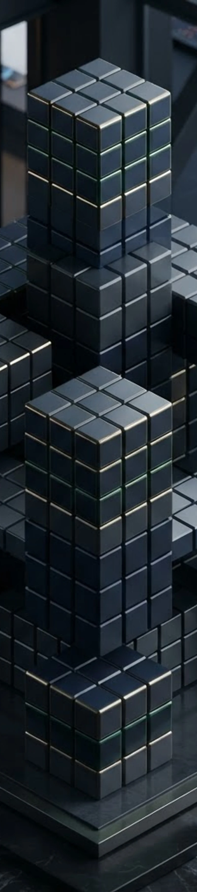 Architectural 3x3 Rubik's cubes in isometric grid alignment