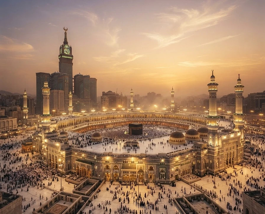 Grand mosque at golden hour