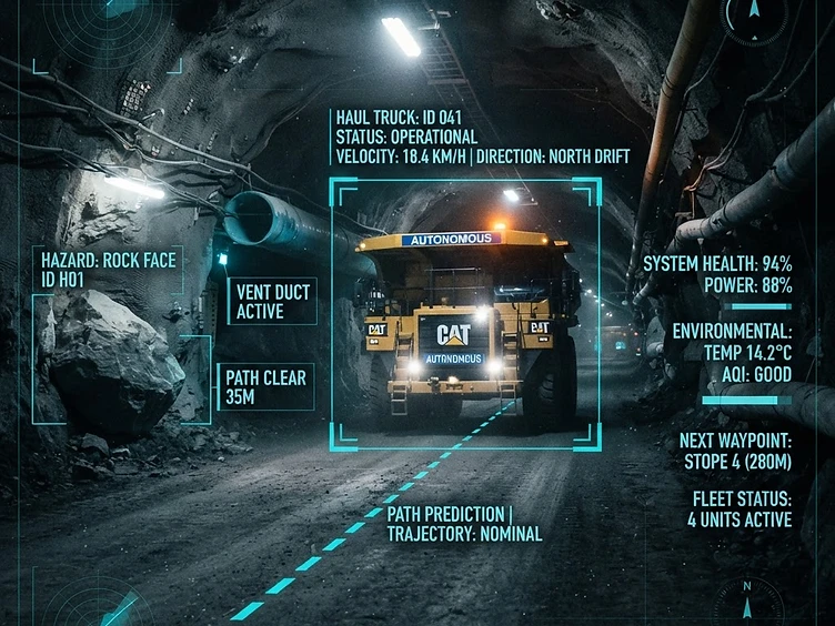 AI computer vision overlay on mining equipment underground