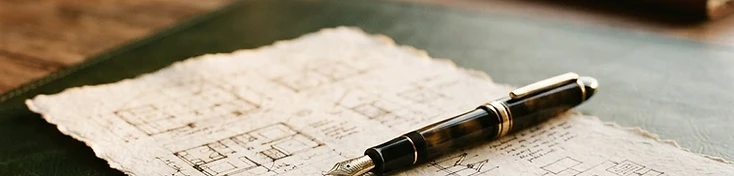 Blueprint und Füllfeder – der Beginn einer Gründung